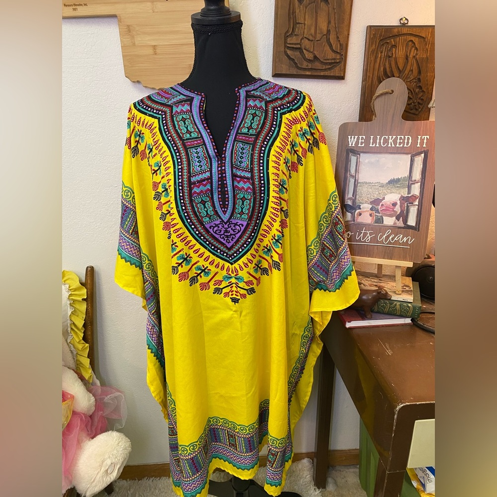 Sante Classics Kaftan Kimono OSFM Free Size Boho Hippie Glam Chic Lounge 36”